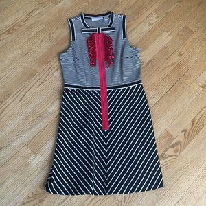 Byron Lars Beauty Mark Black White Fit & Flare Knit Dress